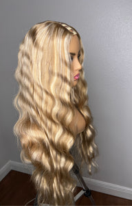 Highlighted luxury Blonde U Part Wig